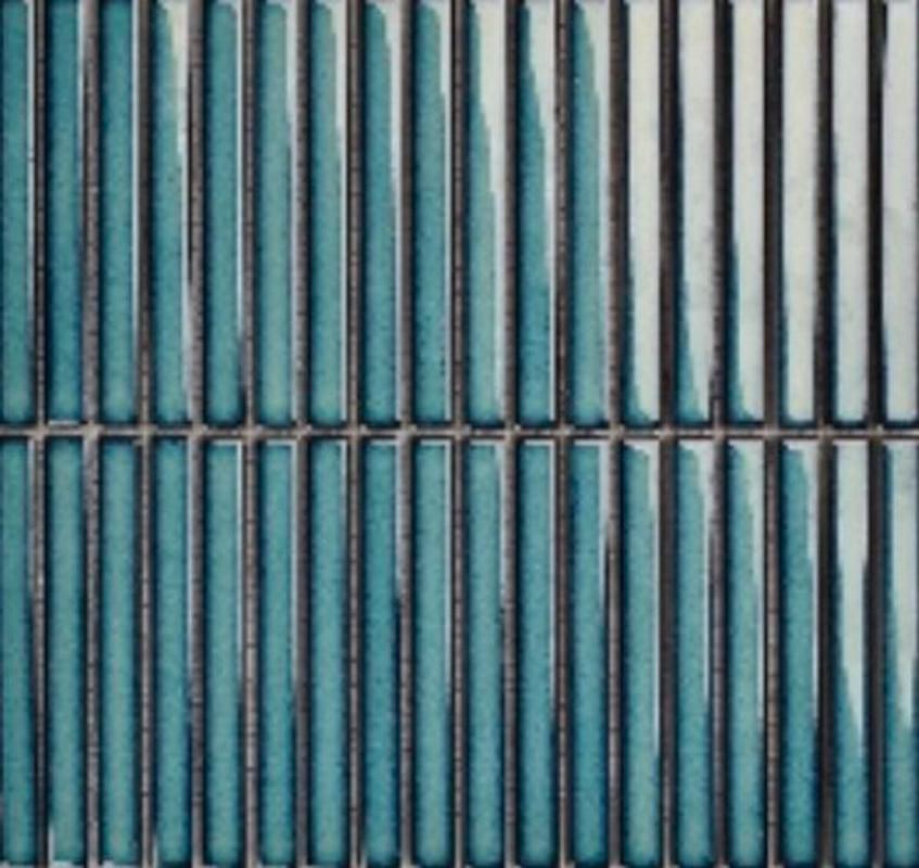 Плитка Porcelain Mosaic Strip Mosaic 1.5Х14.5 Голубой Глянцевый Y15FW26 29.4x31.3 см, поверхность глянец
