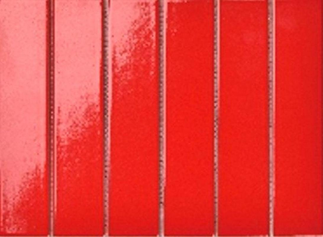 Плитка Porcelain Mosaic Strip Mosaic 4.5X19.5 Красная Глянцевая 19.5x28.8 см, поверхность глянец
