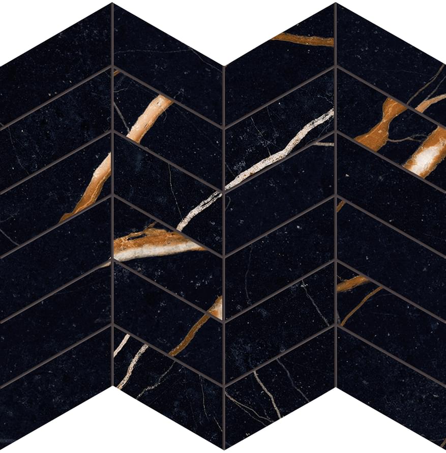 Provenza Unique Marble Mosaico Arrows Sahara Noir Silktech 30x30