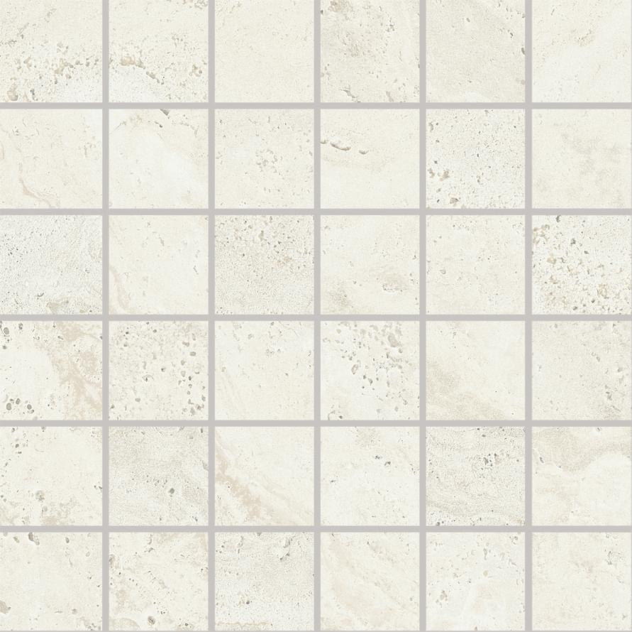Provenza Unique Travertine Mosaico 5x5 Minimal White Naturale 30x30