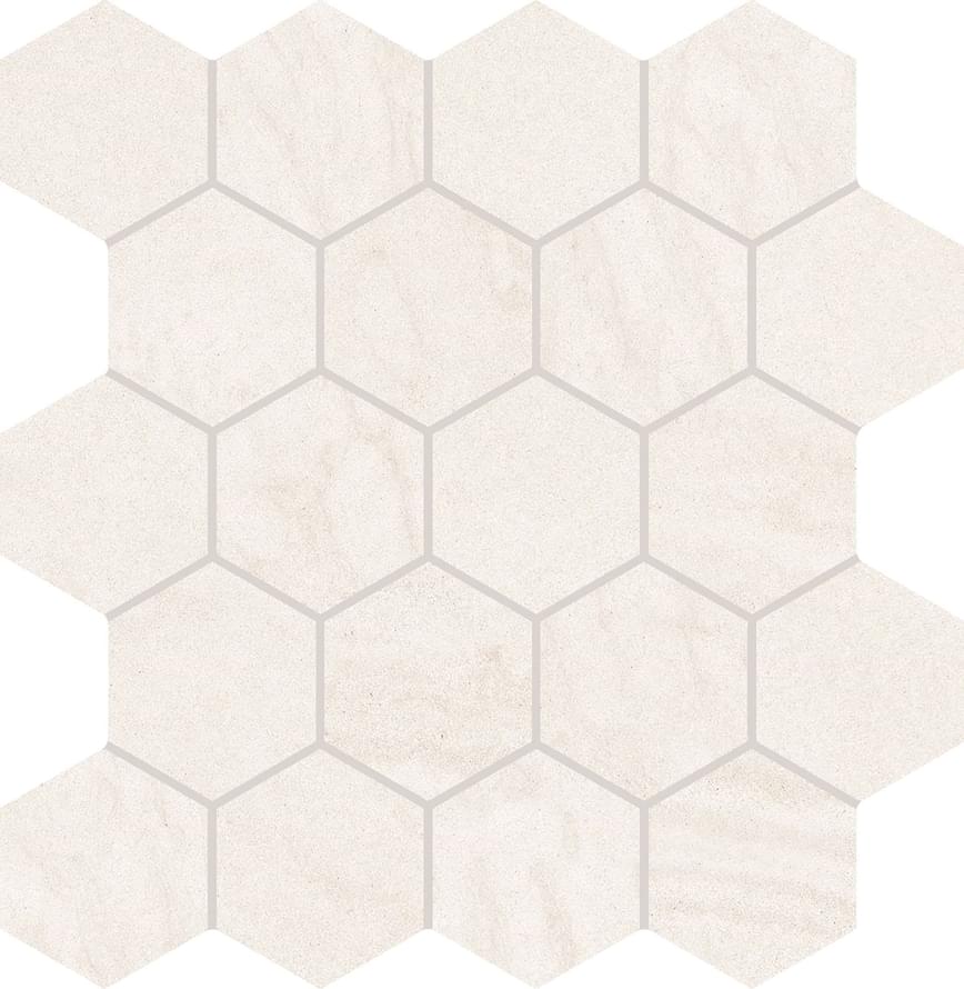 Provenza Varana Stone Mosaico Hexagon Cross Cut White Silktech 29.3x30