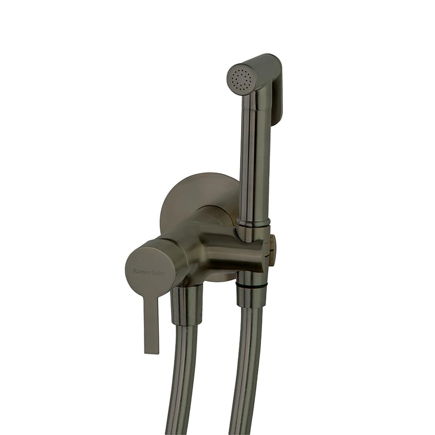 Плитка Ramonsoler Titanium Гигиенический душ встраиваемый с магнитным клапаном и латунной лейкой графит  поверхность брашированная