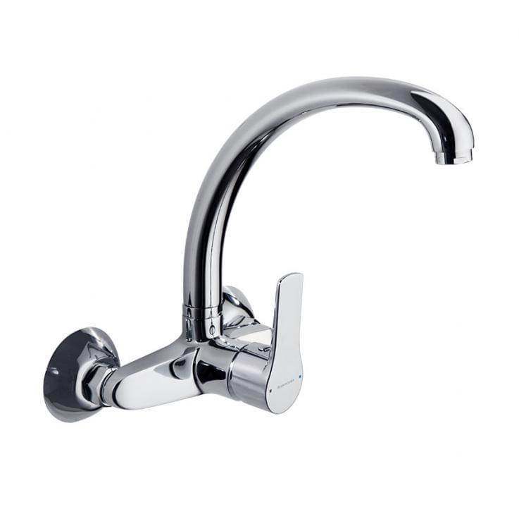 Плитка Ramonsoler Titanium Округлый смеситель для кухни настенный TITANIUM хром  поверхность глянец