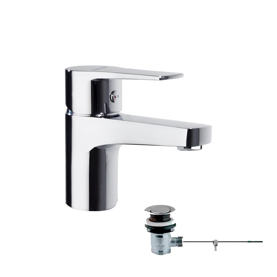 Плитка Ramonsoler Titanium Смеситель для раковины с автоматическим клапаном TITANIUM хром  поверхность глянец