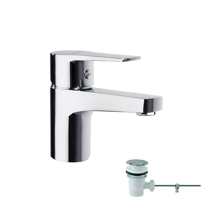 Плитка Ramonsoler Titanium Смеситель для раковины с автоматическим клапаном округлый TITANIUM хром  поверхность глянец