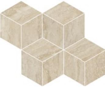 Плитка Refin Prestigio Travertino Bianco Lucido Mosaico Cube R 30.4x35.2 см, поверхность полированная