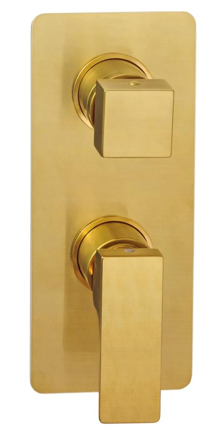 Плитка Remer Absolute Встраиваемый квадратный смеситель для душа ABSOLUTE золото брашированное  поверхность брашированная