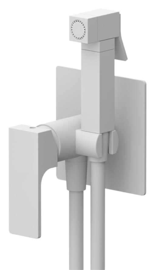 Плитка Remer Absolute Гигиенический душ со смесителем квадратный ABSOLUTE белый матовый  поверхность матовая