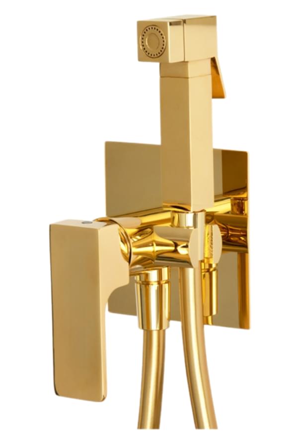 Плитка Remer Absolute Гигиенический душ со смесителем квадратный ABSOLUTE золото глянцевое  поверхность глянец