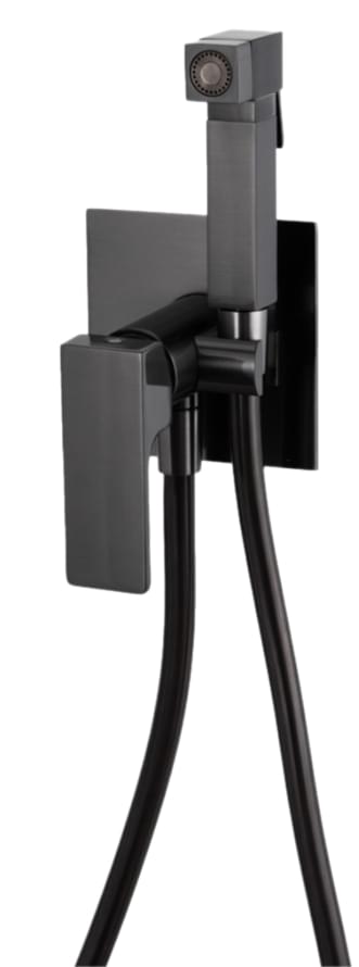 Плитка Remer Absolute Гигиенический душ со смесителем квадратный ABSOLUTE черный брашированный хром  поверхность брашированная