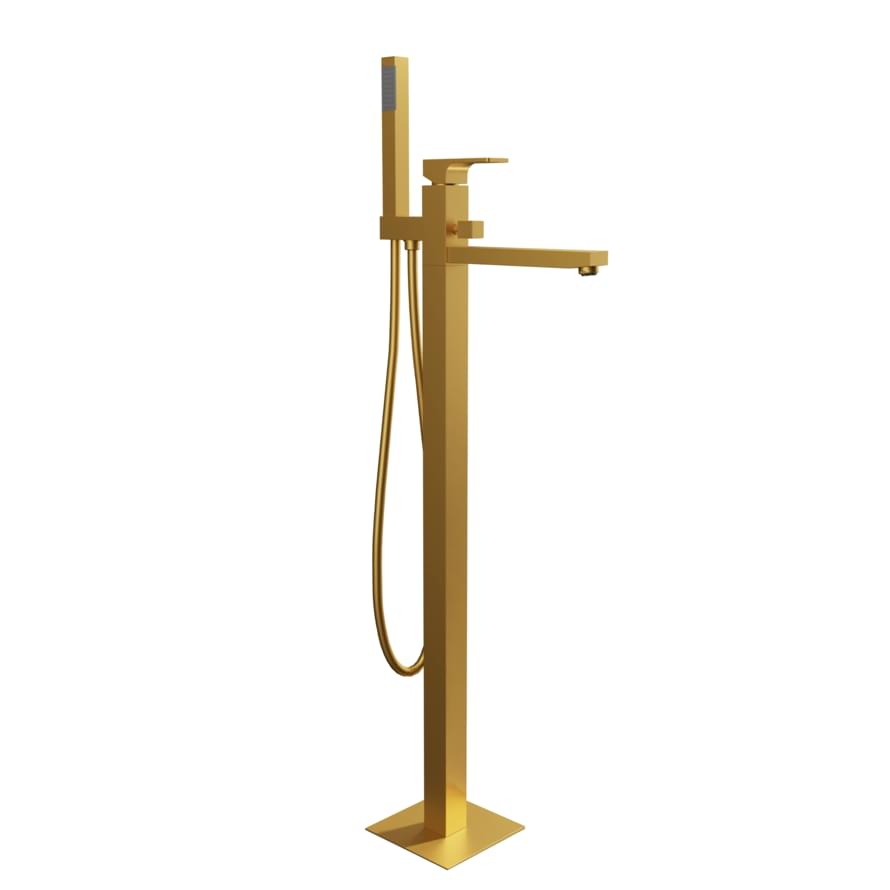 Плитка Remer Absolute Напольный смеситель для ванны ABSOLUTE золото брашированное  поверхность брашированная