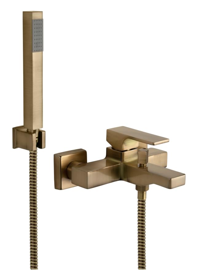 Плитка Remer Absolute Настенный смеситель для ванны с лейкой ABSOLUTE состаренная латунь  поверхность брашированная