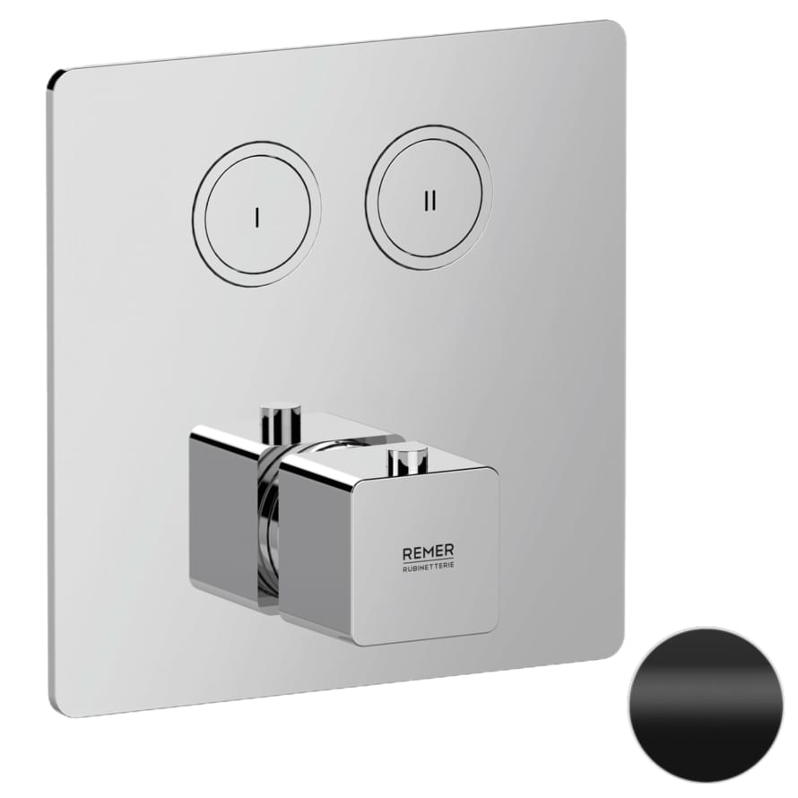 Плитка Remer Absolute Смеситель встраиваемый термостатический для душа ABSOLUTE черный матовый  поверхность матовая