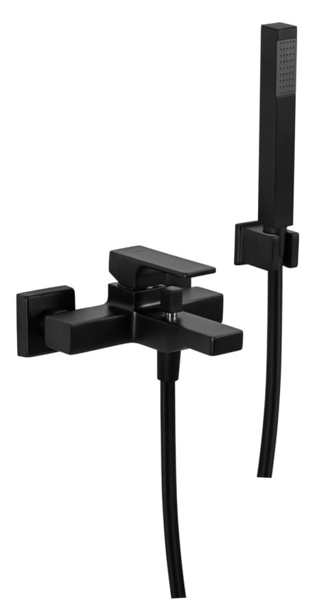 Плитка Remer Absolute Смеситель для ванны ABSOLUTE черный матовый настенный с лейкой  поверхность матовая