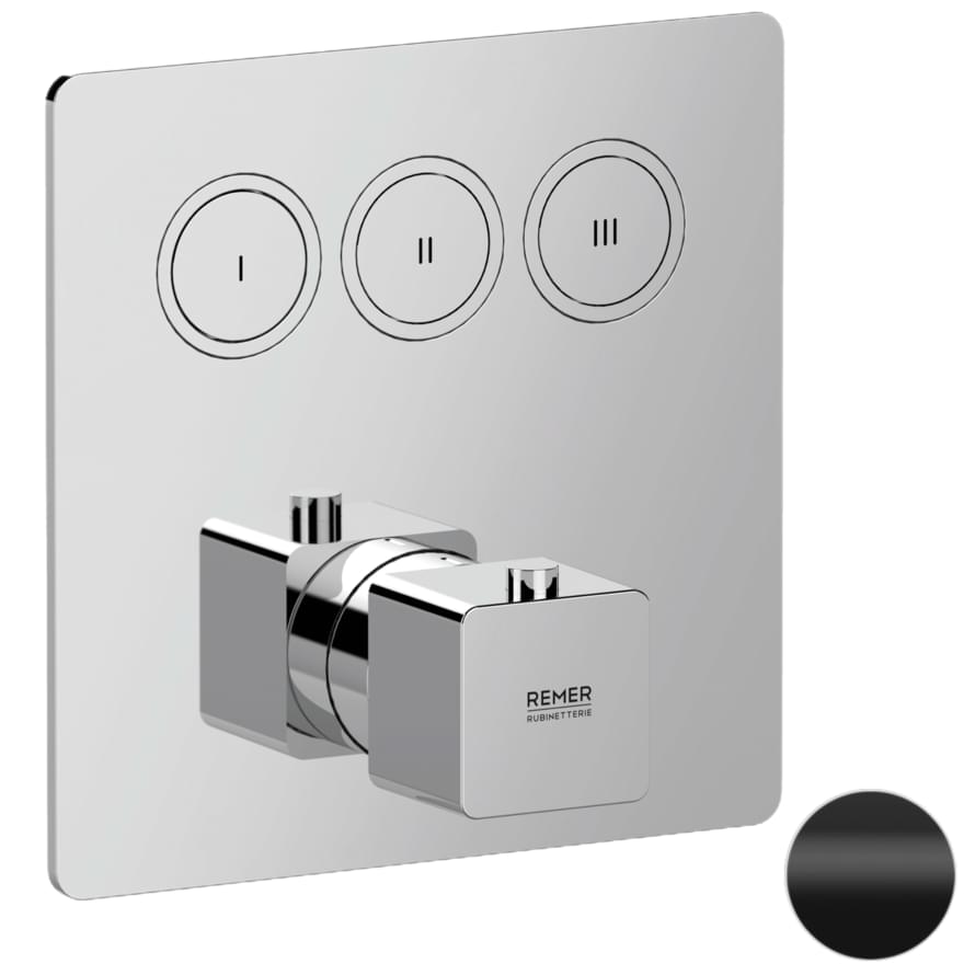 Плитка Remer Absolute Смеситель термостатический для душа встраиваемый ABSOLUTE черный матовый  поверхность матовая