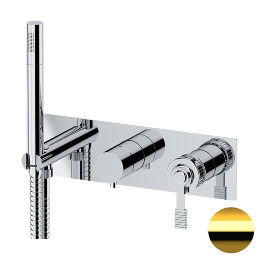 Плитка Remer Atelier Квадратный встраиваемый смеситель для душа ATELIER на 3 выхода золото глянцевое  поверхность глянец