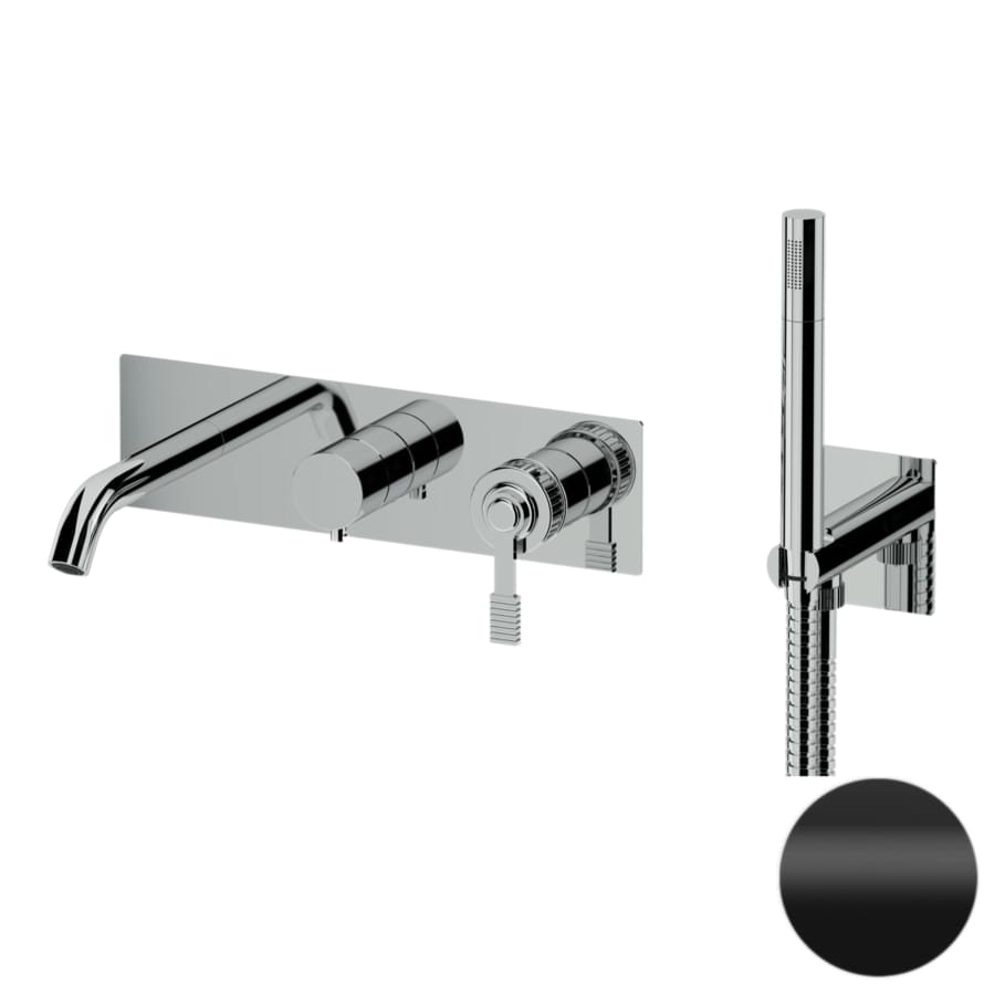 Плитка Remer Atelier Настенный смеситель для ванны с лейкой ATELIER черный матовый  поверхность матовая