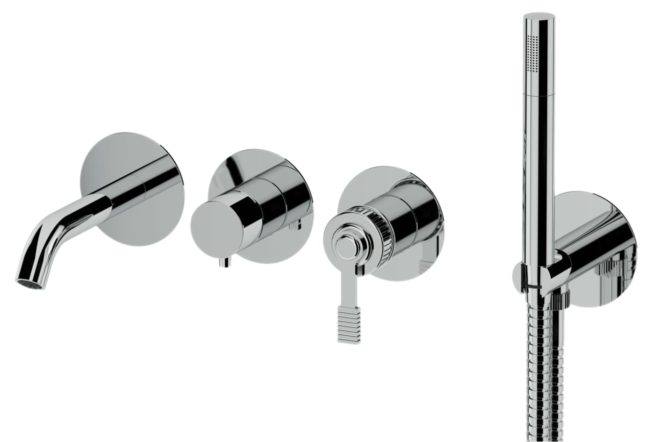 Плитка Remer Atelier Настенный смеситель для ванны с лейкой ATELIER  поверхность глянец