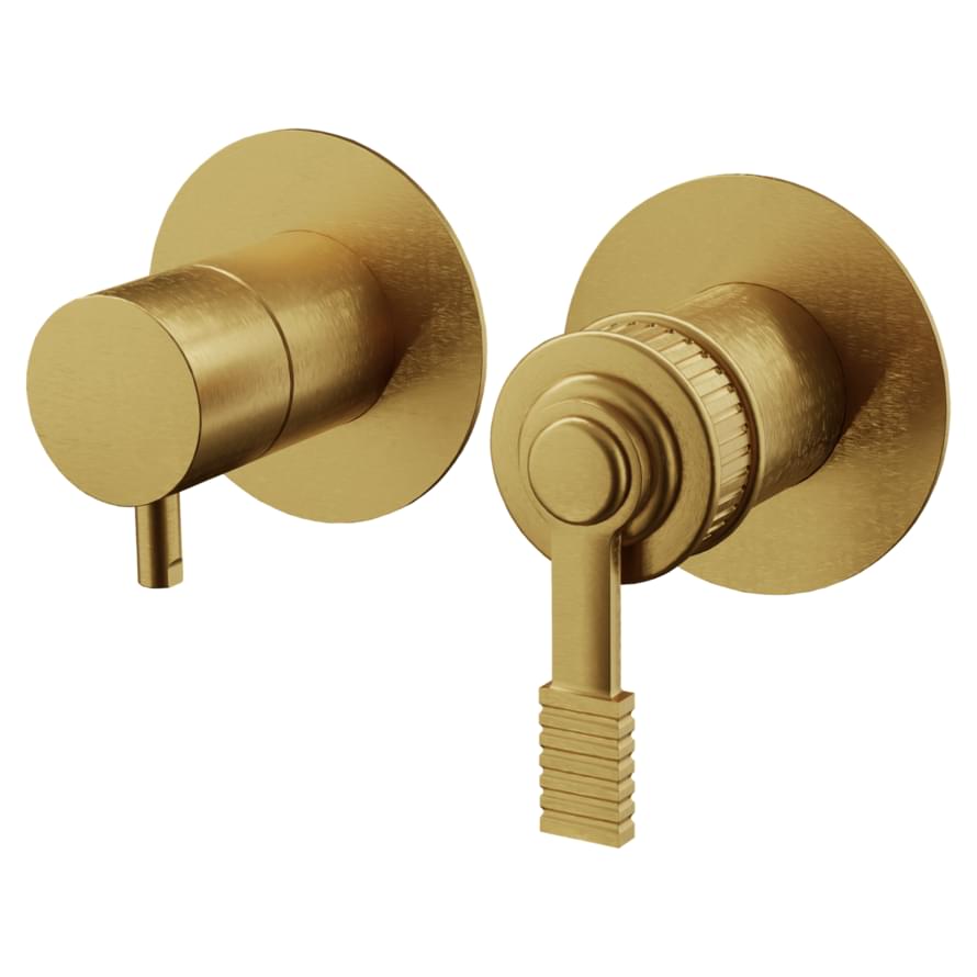 Плитка Remer Atelier Округлый встраиваемый смеситель для душа ATELIER золото брашированное  поверхность брашированная