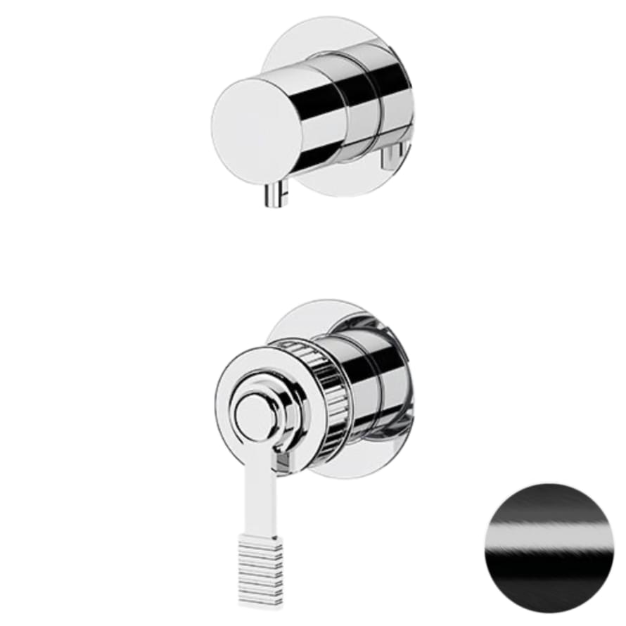 Плитка Remer Atelier Округлый смеситель для душа ATELIER черный брашированный хром  поверхность брашированная