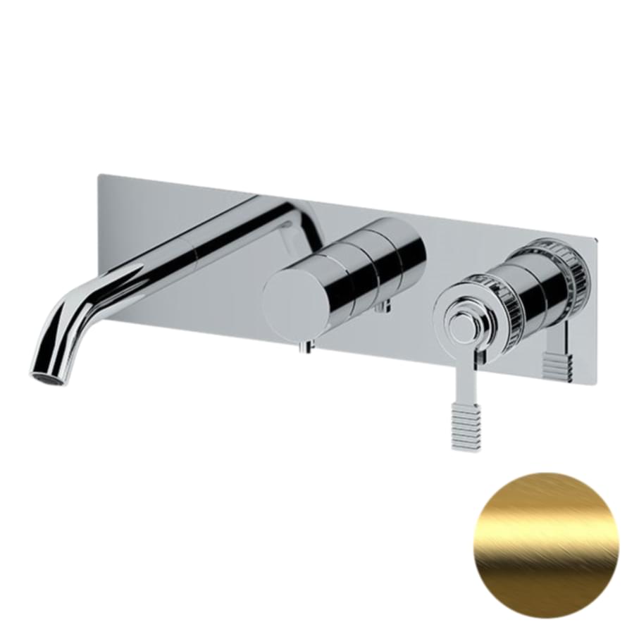 Плитка Remer Atelier Смеситель встраиваемый на 2 выхода квадратный для ванны ATELIER золото брашированное  поверхность брашированная