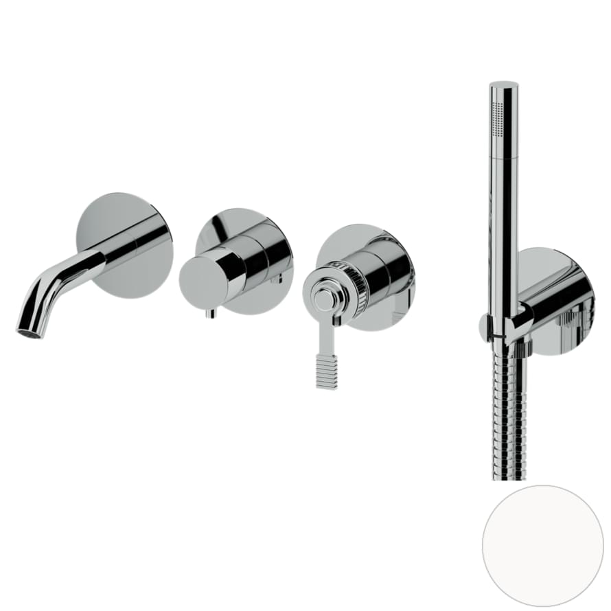 Плитка Remer Atelier Смеситель для ванны настенный с лейкой ATELIER белый матовый  поверхность матовая