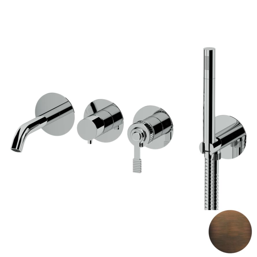 Плитка Remer Atelier Смеситель для ванны настенный с лейкой ATELIER бронза масляная  поверхность матовая