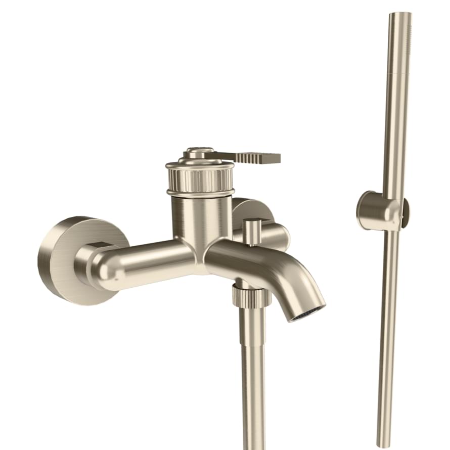 Плитка Remer Atelier Смеситель для ванны настенный с лейкой ATELIER сталь  поверхность матовая