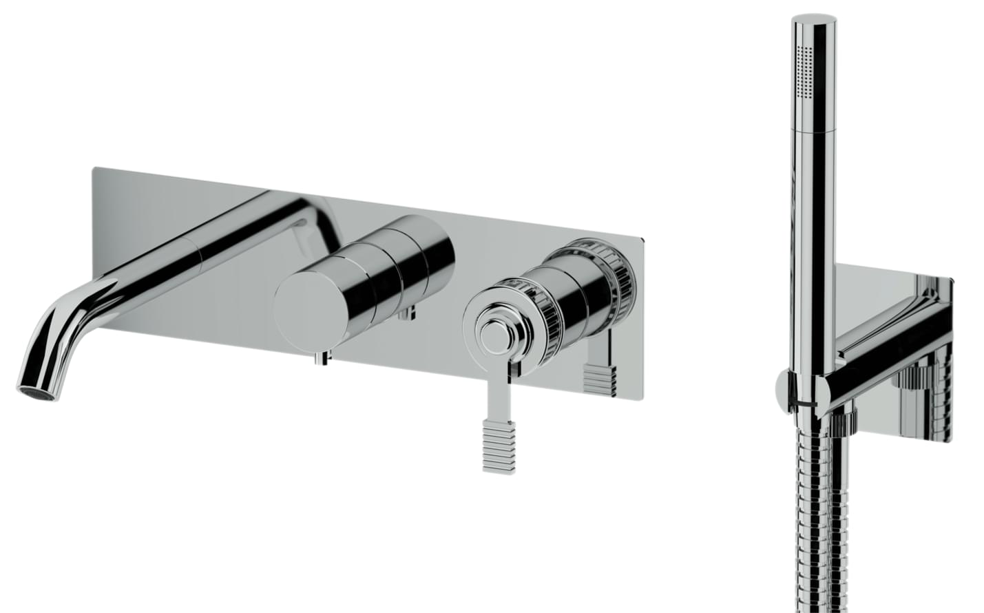 Плитка Remer Atelier Смеситель для ванны настенный с лейкой ATELIER хром  поверхность глянец