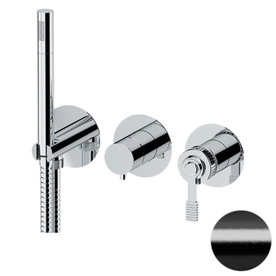 Плитка Remer Atelier Смеситель для душа ATELIER округлый черный брашированный хром  поверхность брашированная