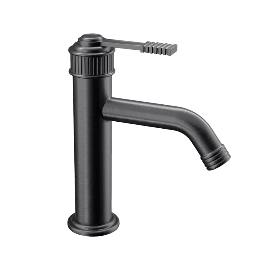 Плитка Remer Atelier Смеситель для раковины г-образный ATELIER черный брашированный хром  поверхность брашированная