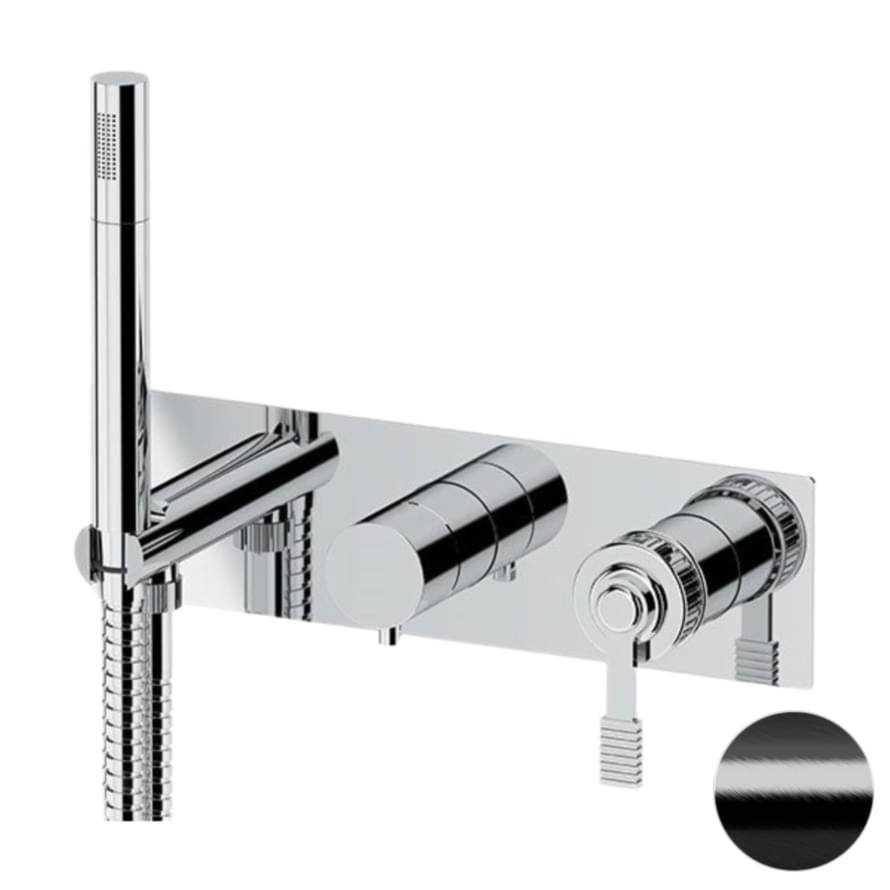 Плитка Remer Atelier Смеситель квадратный для душа ATELIER черный брашированный хром  поверхность брашированная