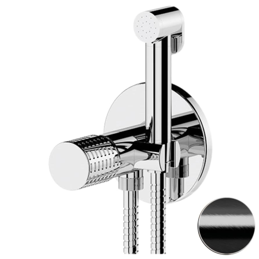 Плитка Remer Celebrity Гигиенический душ со смесителем CELEBRITY черный брашированный хром  поверхность брашированная