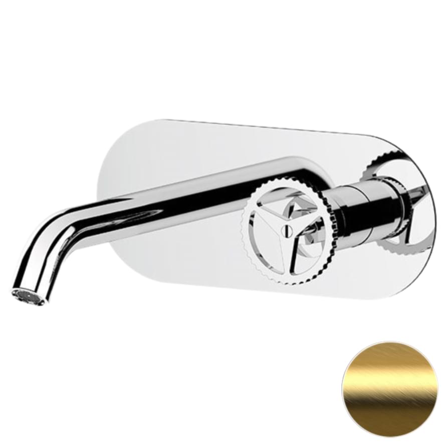 Плитка Remer Chrono Встраиваемый округлый смеситель для раковины CHRONO золото брашированное  поверхность брашированная