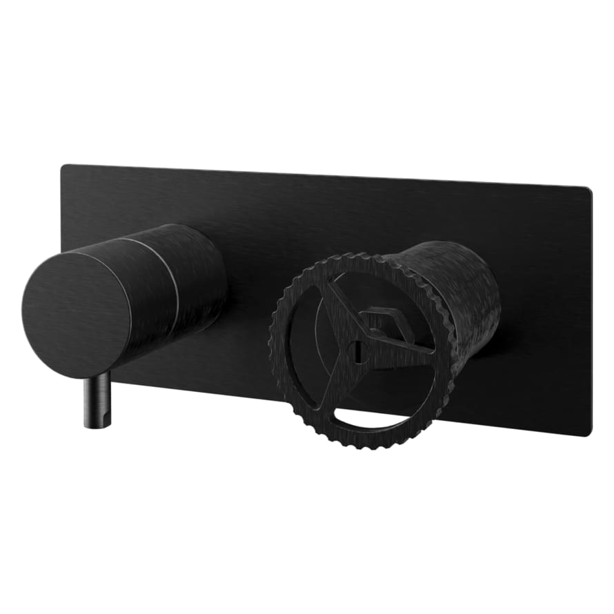 Плитка Remer Chrono Встраиваемый смеситель для душа CHRONO квадратный черный брашированный хром  поверхность брашированная