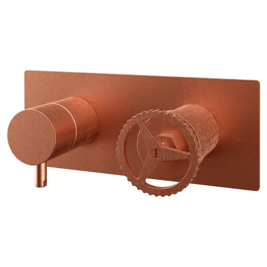 Плитка Remer Chrono Встраиваемый смеситель для душа CHRONO на 3 выхода медь брашированная  поверхность брашированная