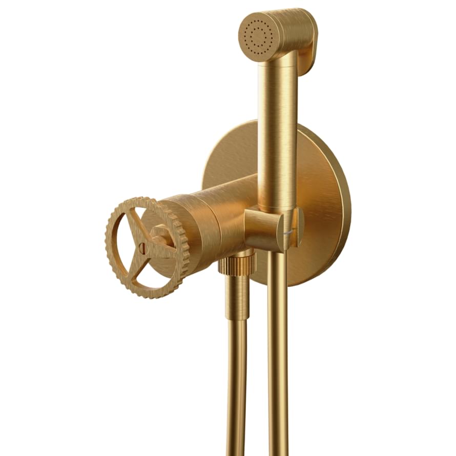 Плитка Remer Chrono Гигиенический душ со смесителем CHRONO золото брашированное  поверхность брашированная