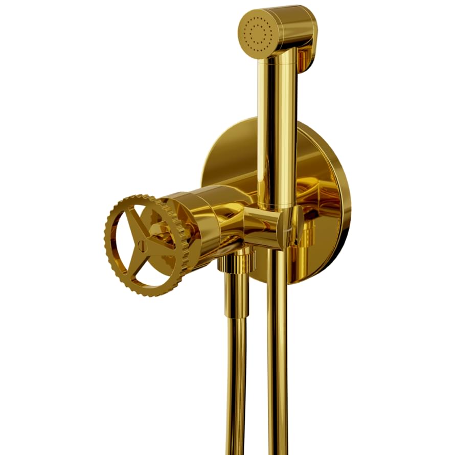 Плитка Remer Chrono Гигиенический душ со смесителем CHRONO золото глянцевое  поверхность глянец
