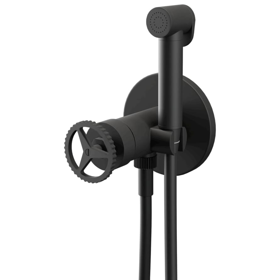 Плитка Remer Chrono Гигиенический душ со смесителем CHRONO черный матовый  поверхность матовая