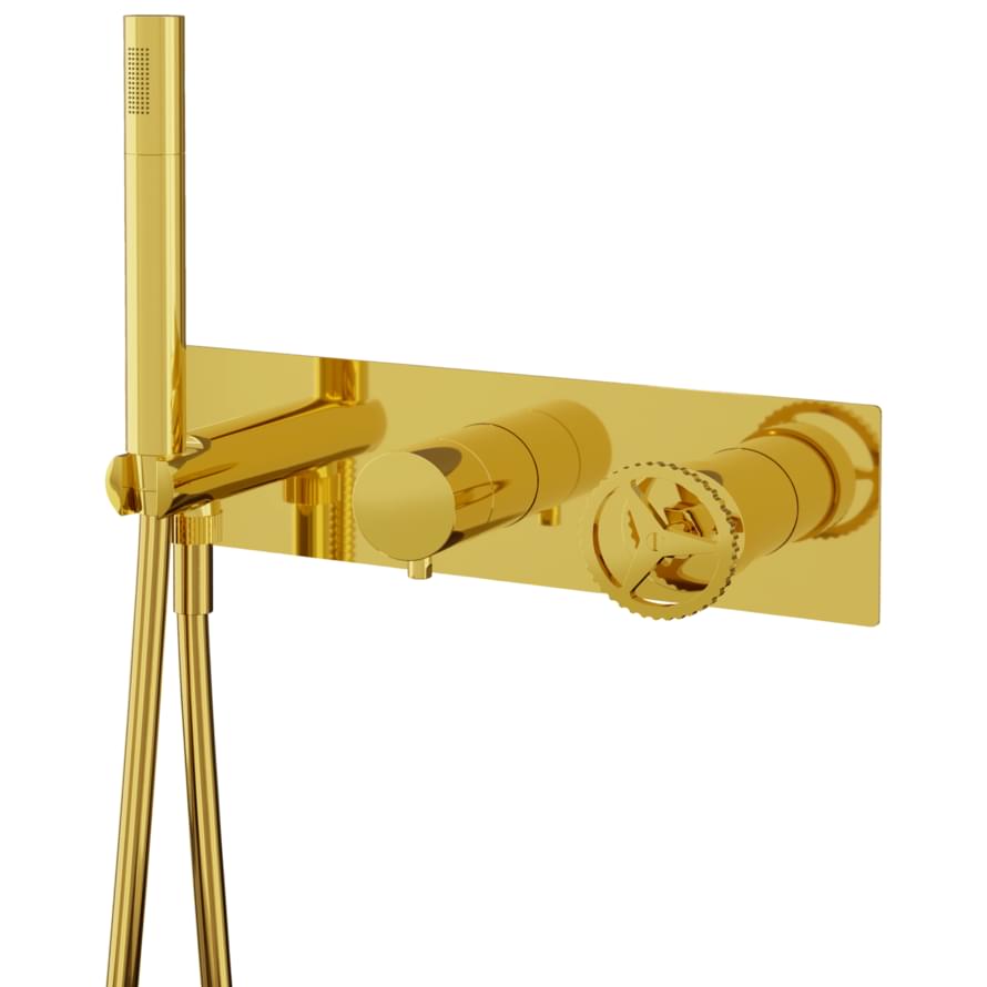 Плитка Remer Chrono Квадратный встраиваемый смеситель для душа CHRONO золото глянцевое  поверхность глянец