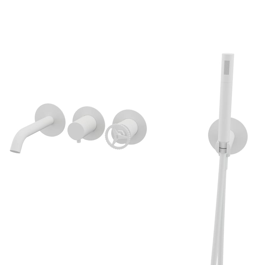 Плитка Remer Chrono Настенный смеситель для ванны CHRONO белый матовый  поверхность матовая