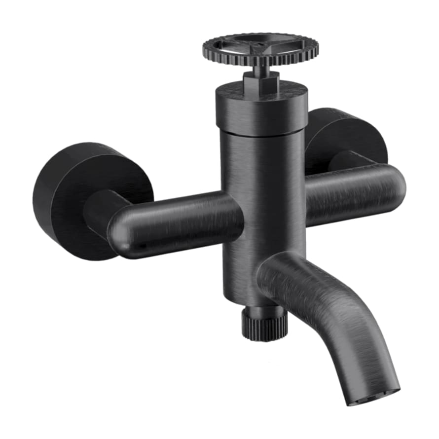 Плитка Remer Chrono Настенный смеситель для ванны CHRONO черный брашированный хром  поверхность брашированная