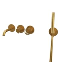 Плитка Remer Chrono Настенный смеситель для ванны с лейкой CHRONO золото брашированное поверхность брашированная