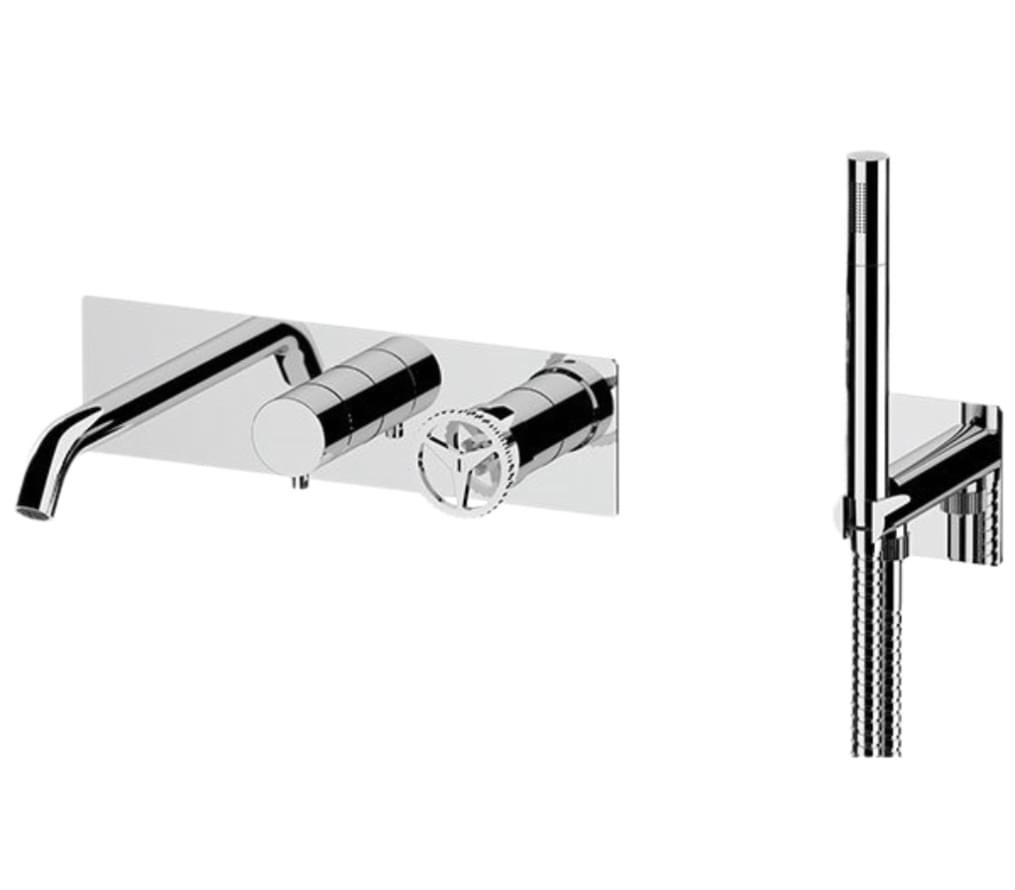 Плитка Remer Chrono Настенный смеситель для ванны с лейкой CHRONO хром  поверхность глянец