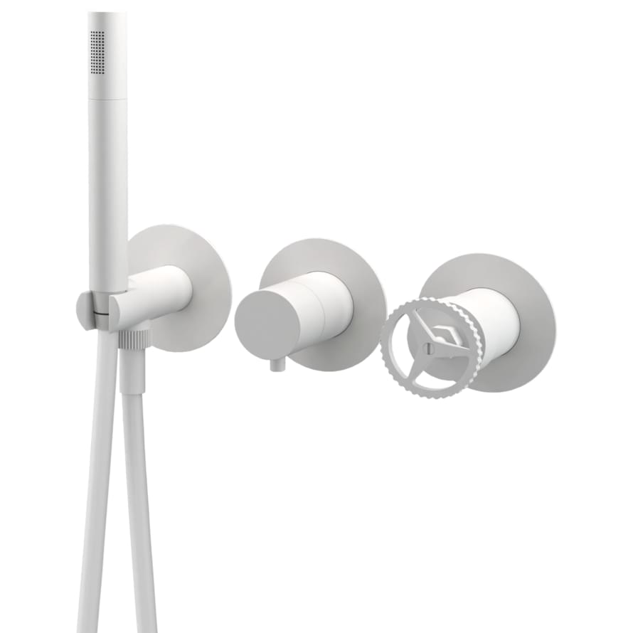 Плитка Remer Chrono Округлый встраиваемый смеситель для душа на 3 выхода CHRONO белый матовый  поверхность матовая