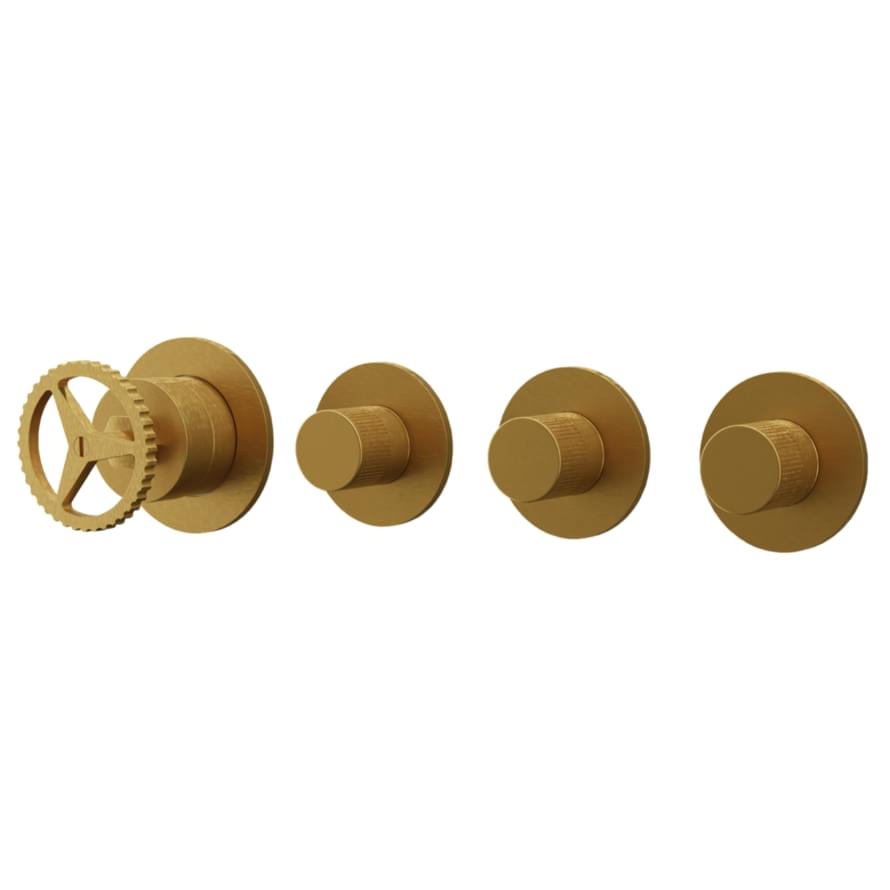 Плитка Remer Chrono Смеситель встраиваемый для душа CHRONO округлый золото брашированное  поверхность брашированная