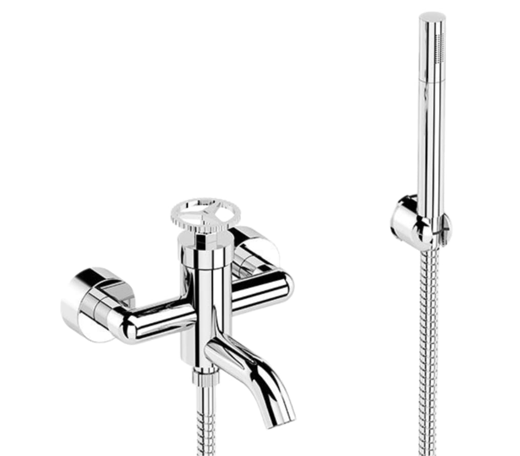 Плитка Remer Chrono Смеситель для ванны CHRONO хром настенный с лейкой  поверхность глянец