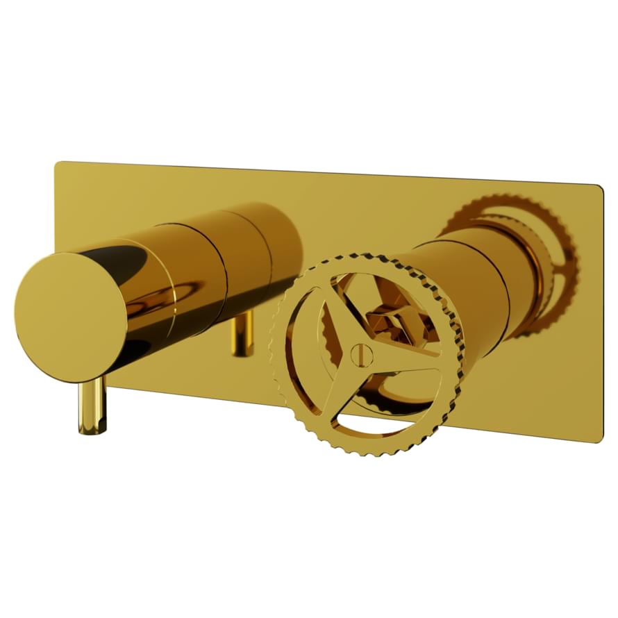 Плитка Remer Chrono Смеситель для душа CHRONO встраиваемый квадратный на 3 выхода золото глянцевое  поверхность глянец
