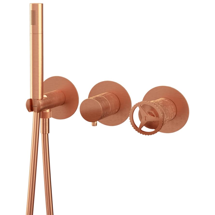 Плитка Remer Chrono Смеситель для душа CHRONO квадратный медь брашированная  поверхность брашированная