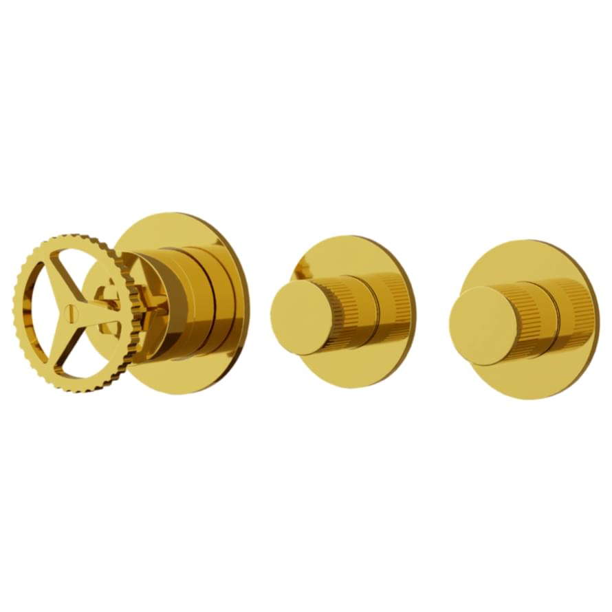 Плитка Remer Chrono Смеситель для душа встраиваемый на 2 выхода CHRONO золото глянцевое  поверхность глянец